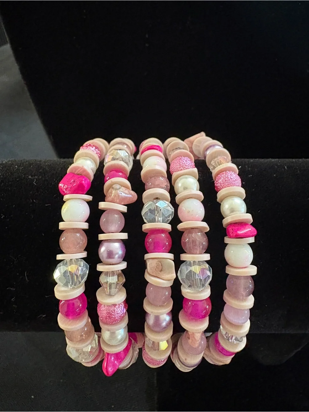 Pink Bead Necklace and Bracelet Set